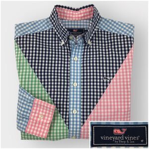 Vineyard Vines Slim Fit Whale Shirt Men's Size XS Button Down Gingham Colorblock